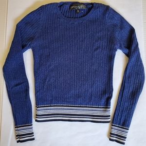 TOPSHOP Petite Blue Crew Neck Ribbed Sweater